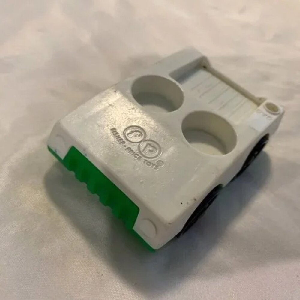 Vintage Fisher-Price Green White Convertible Toy Car 80s Retro Collectible